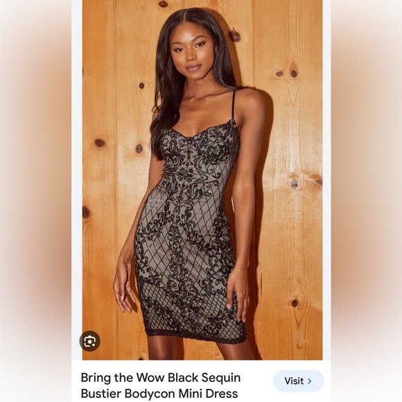 Lulus Bring the Wow Black Sequins Midi Dress Size Small - Picture 1 of 4